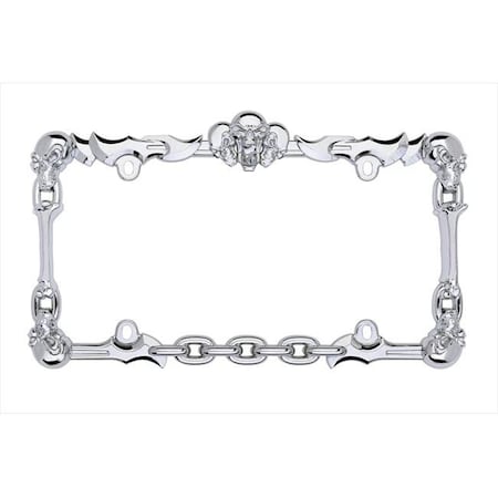 Cruiser Accessories Cruiser Accessories 25231 Skull & Bone License Plate Frame; Chrome 25231